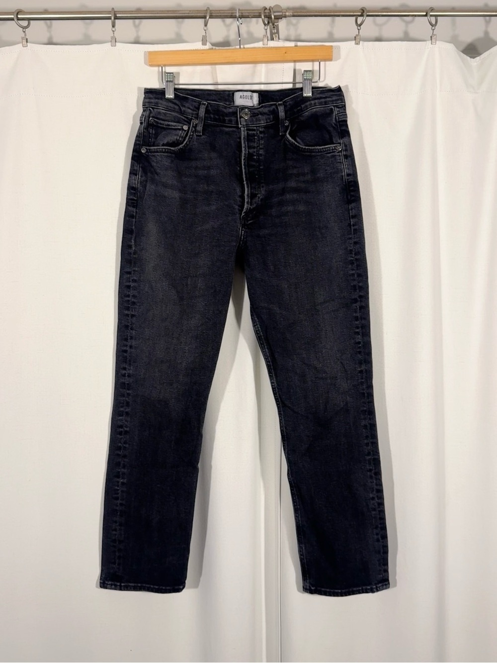 AGOLDE Riley Long Organic Cotton Black Denim Jeans